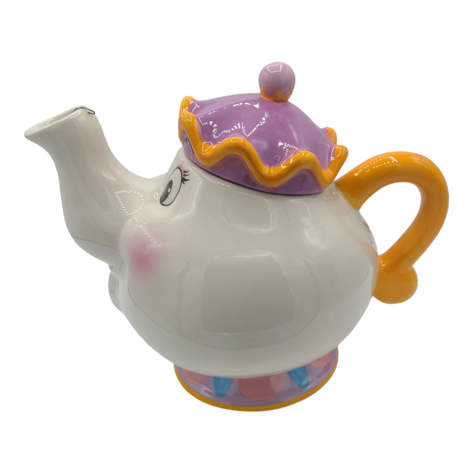 Disney Beauty and the Beast Mrs. Potts Ceramic Teapot w/ Lid and Tea
