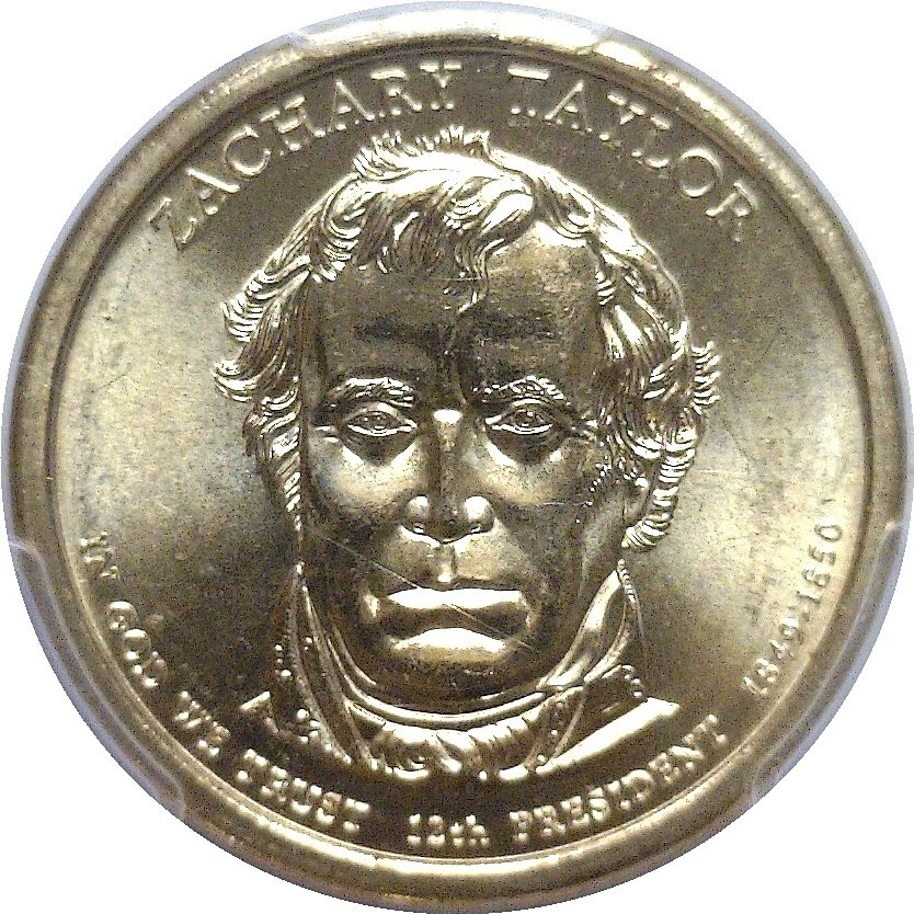 2009 $1 Zachary Taylor Mint Error Missing Edge Lettering PCGS MS 66 - Image 2 of 3