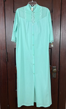 VTG Montgomery Ward Women's Medium Mint Green Sheer Long Robe Buttons Pocket NWT