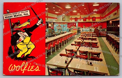 Vintage Postcard 1966 Wolfies restaurant Miami Beach Florida