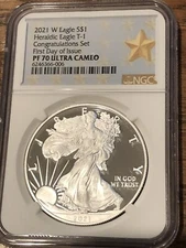 2021 W $1 SILVER EAGLE CONGRATULATIONS SET NGC PF70 FIRST DAY OF ISSUE
