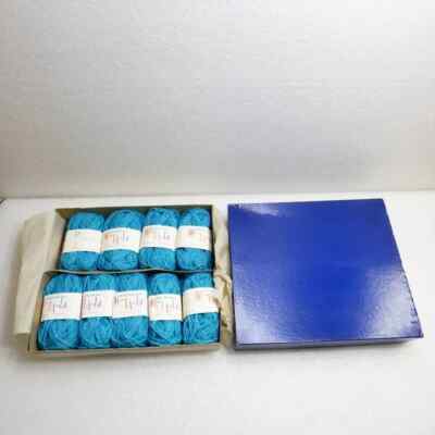 Vintage Reynolds OO La La France yarn roll lot set 1110 turquoise blue wool