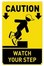 Caution Watch Your Step Construction Safety 8x12 Aluminum Metal Warning Sign