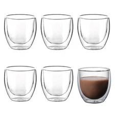 CALIDAKA 6pcs Double Walled Espresso Cups 3 Ounce Clear Expresso Coffee Mugs ...
