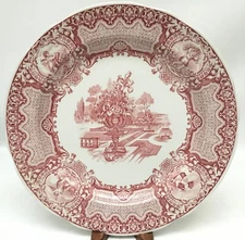 Spode Archive Cranberry Victorian Series Seasons Dinner Plate 10 1/4” Pristine!