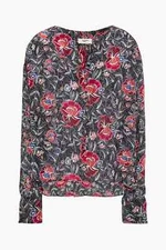Isabel Marant Etoile Women Yacah Floral Printed Silk Blouse Tunic Top S 34