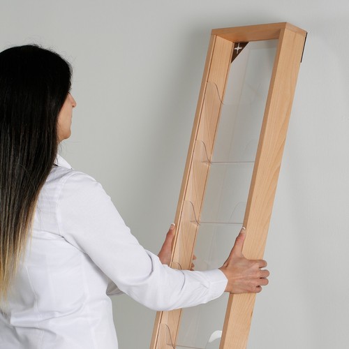 Brochure Display Stand Wall Mounting Double Sided Wooden Magazine Rack Holder - Imagen 51 de 75
