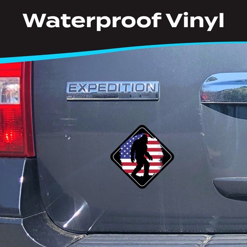 Bigfoot Sticker 6.3x6.3 inches - Distressed American Flag Sasquatch Vinyl Decal - Picture 3 of 7