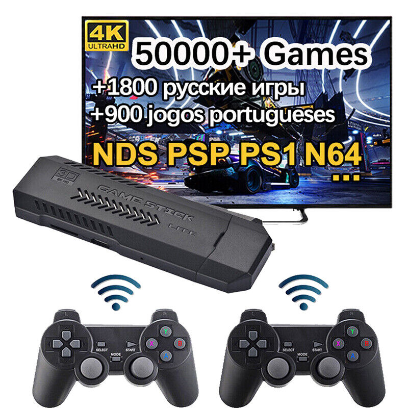 Game Stick Lite 4K + 20.000 Jogos Retrô, 9 Consoles, 2 Controles