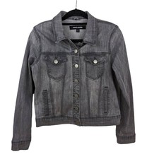 Ashley Mason Gray Wash Denim/jean Jacket Size Large