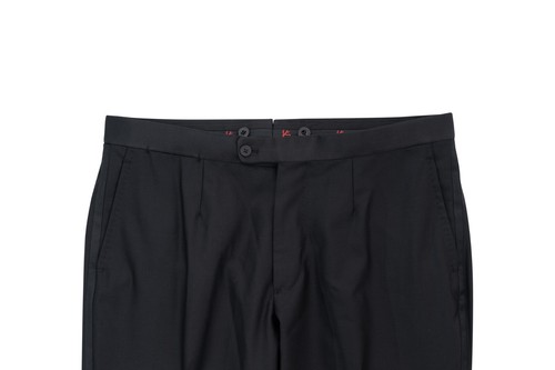 1250$ ISAIA NAPOLI Black Hand-Sewn Tuxedo Dress Pants Wool 130's 42 US / 58 EU - Picture 2 of 3