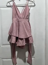 Balance cute Pink and White Striped Romper Sz Small Womens