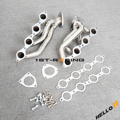 1ST-RACING Polished Stainless Steel Shorty Headers For 99-06 GMC/Chevy 6.0L Silverado/Sierra