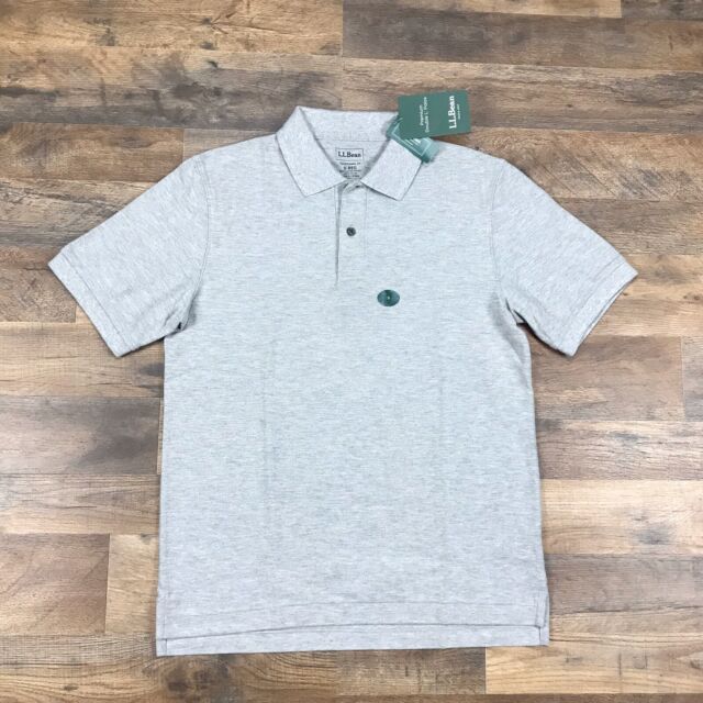 NEW L.L. Bean Polo Shirt Men’s Size Small Grey Cotton Adult Traditional ...