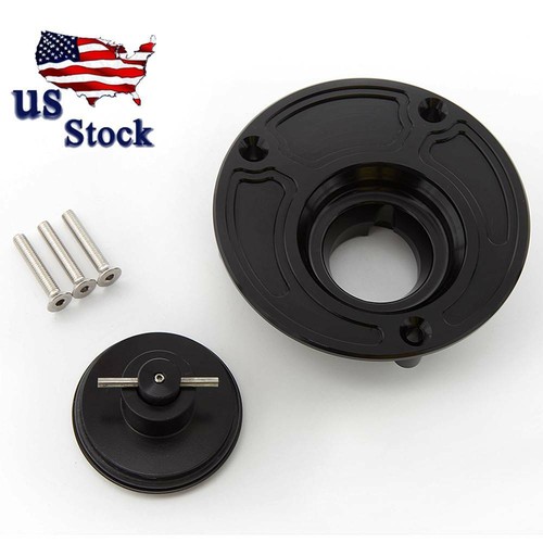 CNC Keyless Gas Fuel Tank Cap Cover For Suzuki GSXR600/750 2006-2018 2019 Black - Picture 3 of 8