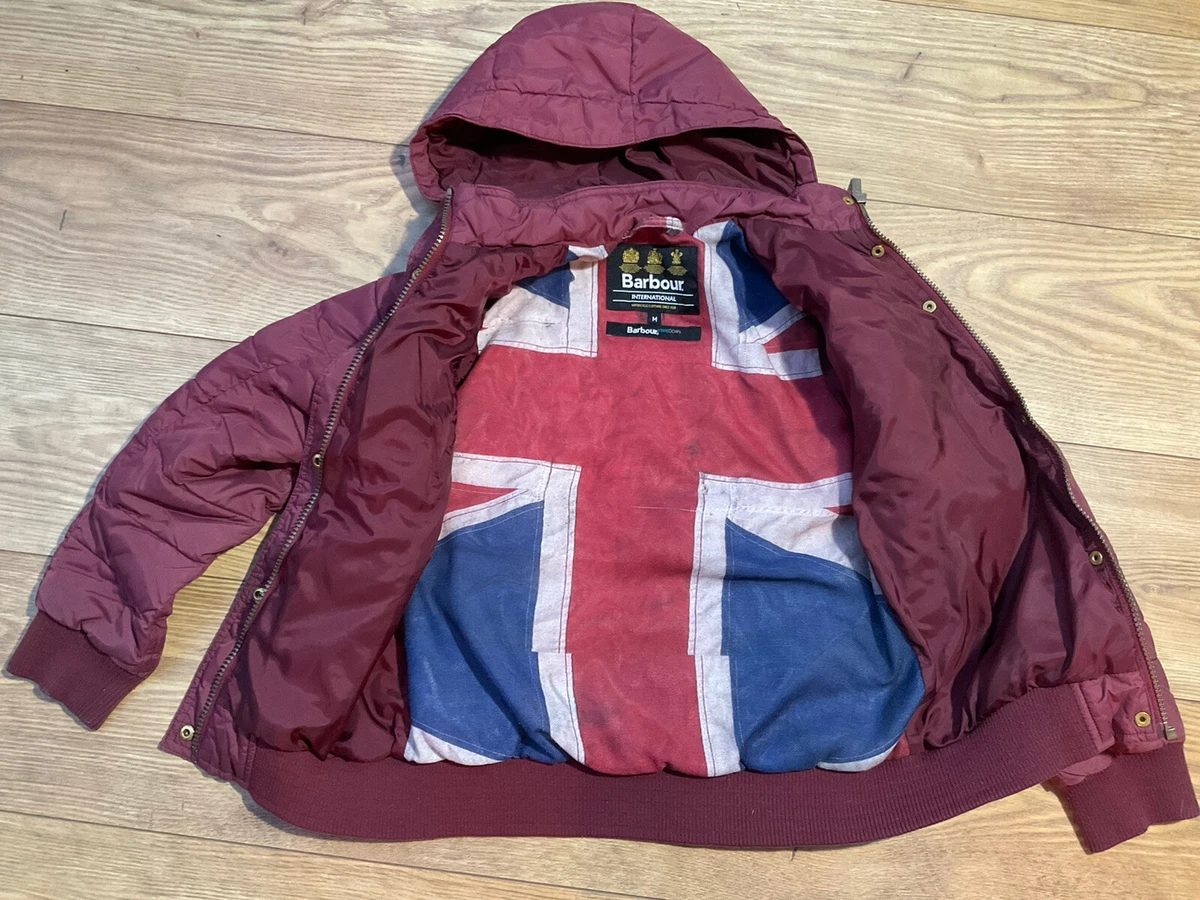 Barbour Fibre Down Highgate Quilted Jacket Aubergine Burgundy Size XS 34 Chest