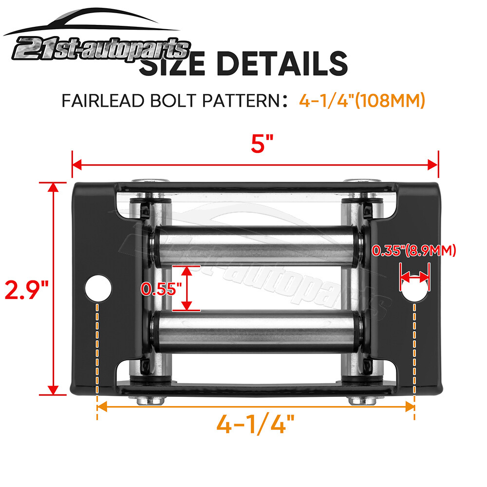 Heavy Duty ATV Winch Roller Fairlead 4 Way Cable Lead Guide 4-7/8 Bolt Pattern - Foto 9