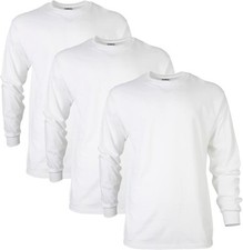 Gildan Unisex Adult Ultra Cotton Long Sleeve T-Shirt White 3-Pack - Size M