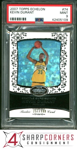 2007 TOPPS ECHELON #74 KEVIN DURANT RC #/999 PSA 9