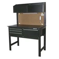 2-in-1 Workbench Cabinet Combo W/ Work Light 48in Rust Resistant Tool Storage