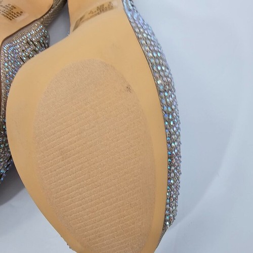 Dream Pairs Women's Gold Rhinestone Peep Toe Sling Back Stiletto Heels Size 9 - Picture 11 of 15