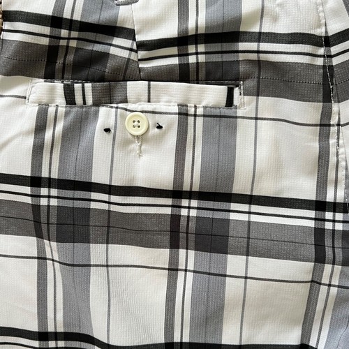 Men's Alan Flusser Golf Shorts Size 34 Black Gray White Plaid with Stretch EUC - Picture 4 of 8