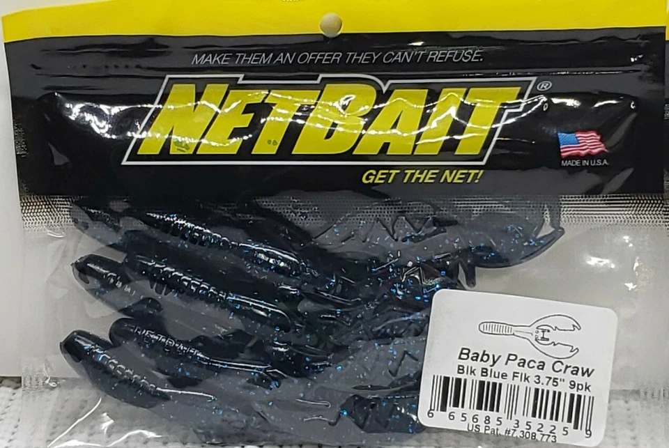 Lote de 2 Paquetes NEGRO AZUL Escamas NetBait Bebé Paca Craws Plástico Suave Craw Cebos Foto 4 de 4