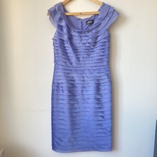 Adrianna Papell Dress Women 8 Lavender Pleated Layer Chiffon Sleeveless Party