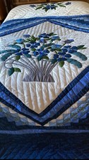 New Homemade King Sized Quilt Amish Hand Stitched Appliqued Sunshine And Shadow