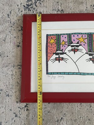 Martha Wahlert SIGNED Cat Art Print Serigraph “The Jazz Society