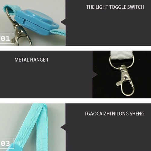 LED Light Up Neck Strap Cruise Lanyards Keychain Flashing Lanyards Card Holder - Zdjęcie 9 z 19