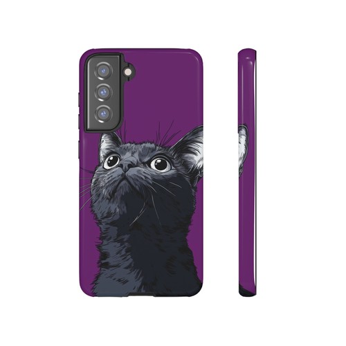 For iPhone | Samsung Galaxy | Pixel Phone Case - Black Cat Purple - Picture 218 of 255