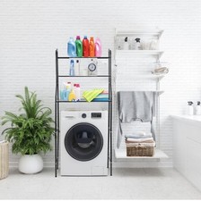 Scaffale Bagno Sopra Lavatrice 152x68x25 3 Ripiani Mobile Nero Salvaspazio