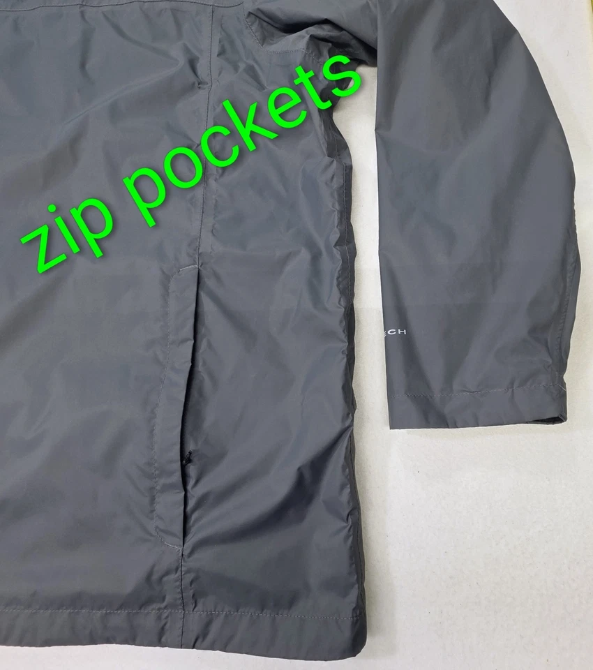 Columbia Rain Jacket Mens 4XT 4XL Tall Gray Waterproof Omni-Tech Packable Hooded - Image 2 of 4