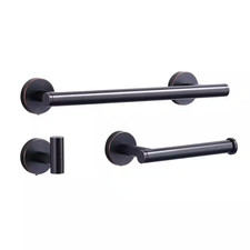 3-Piece Bath Hardware Set with Towel Bar, Toilet Paper Holder, and Robe Hook, Wa
