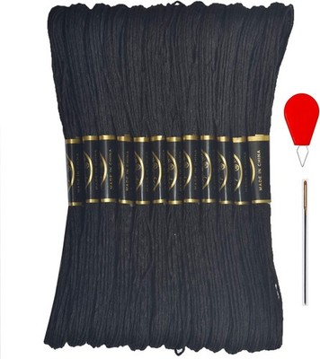 Black Embroidery Floss with Needles and Threader