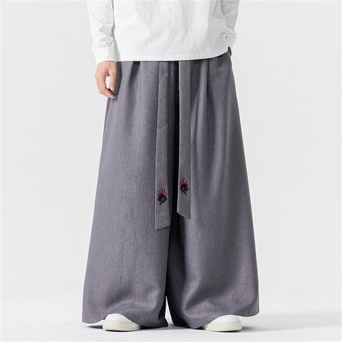 Pantalones holgados informales estilo chino para hombre entrenamiento holgados pantalones deportivos pantalones de pierna ancha - Imagen 18 de 24