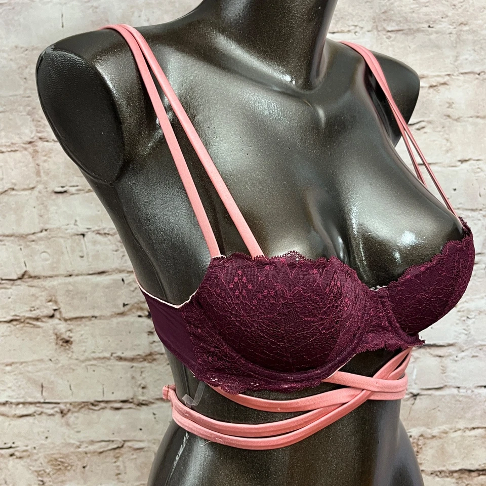 Sujetador Push Up Jaula Acolchada con Tiras Push-up Fecha Pink by VS 32B Púrpura Foto 4 de 4