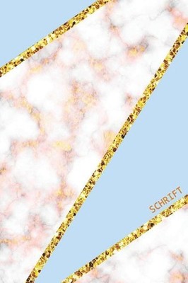 Schrift: Trendy & Hip Notitieboek Cyaan Blauw Roze Goud Marmer Moza?ek Design Id