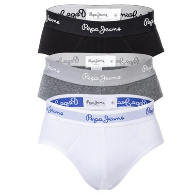 Pepe Jeans Men's Briefs, 3er Pack - Ralph, Cotton Stretch, Logo Waistband S