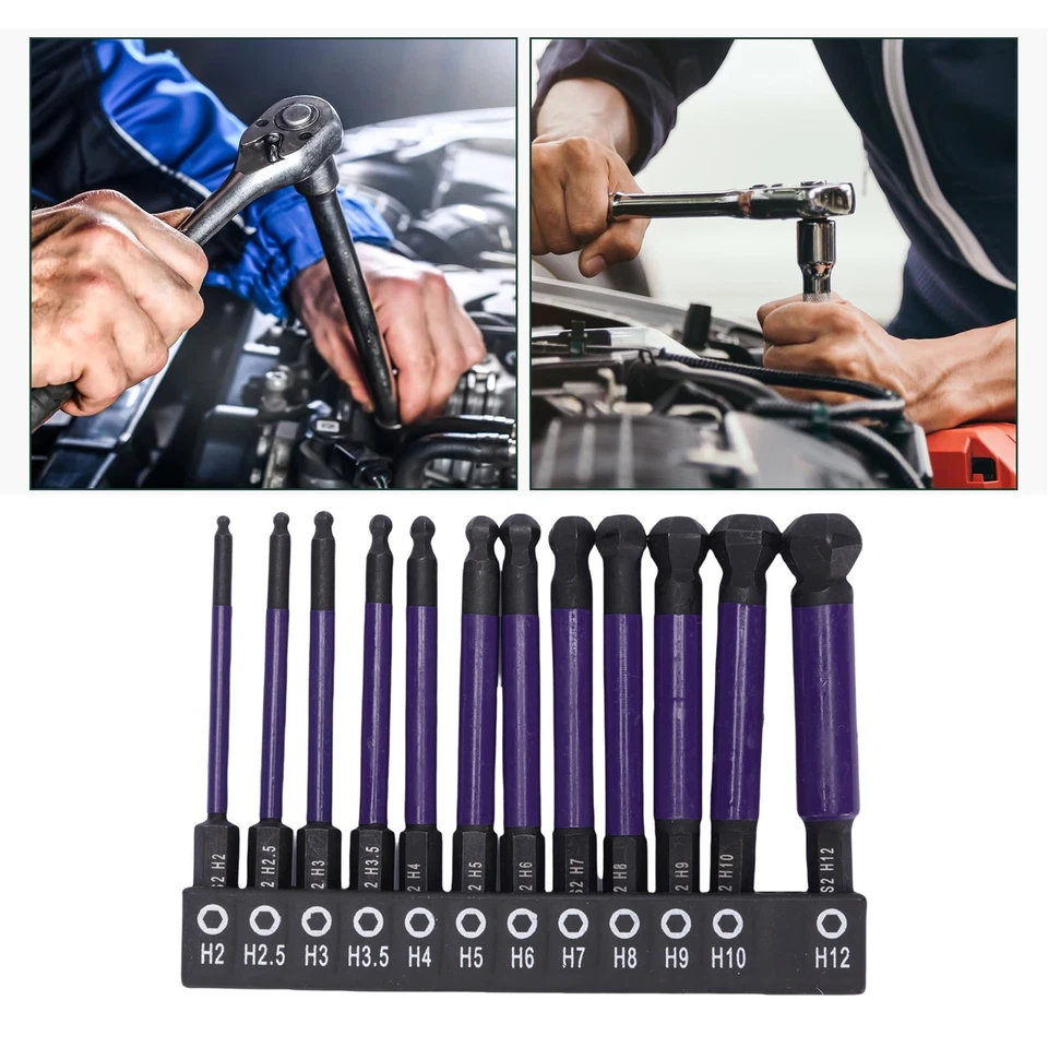 Ball End Hex Bit Set Ball End Hex Drill Bits 12 Pcs 1/4 Inch Hex Shank For - Image 2 of 4