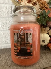HAPPY AUTUMN Goose creek candles 24 oz Large jar 2 Wick Rare/retired NEW
