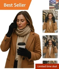 Machine Washable Unisex Black Knit Gloves - Essential Winter Wear for Comfort
