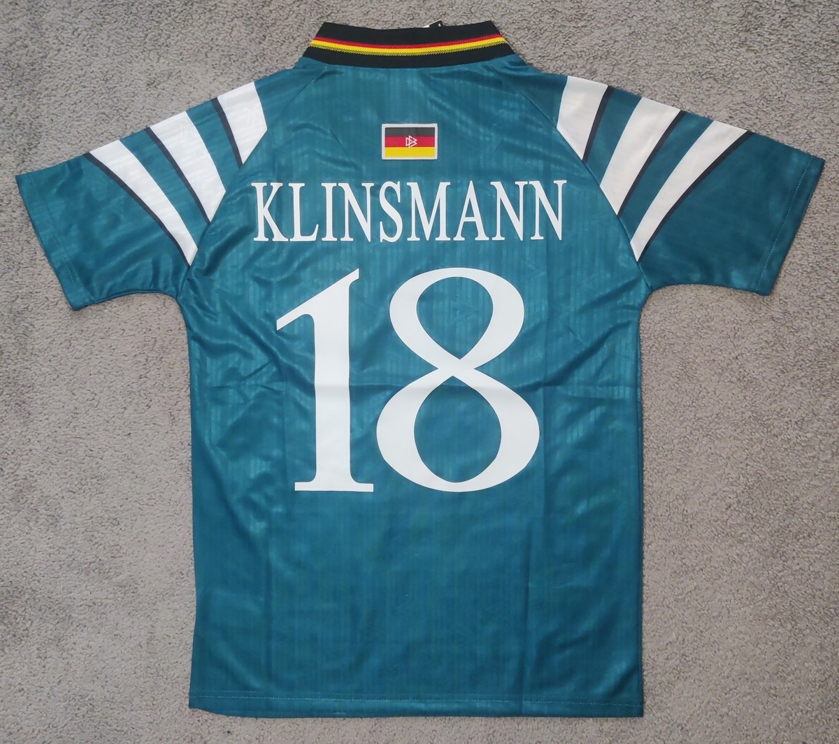 Germany 1996 Away Green Retro Vintage Klinsmann #18 Soccer