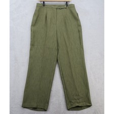 Vintage Dressbarn Woman Pants 14W Olive Green High Rise Wide Leg USA Made