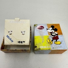 Mickey Mouse Sterling Silver Stud Earrings Disney New Gift Box