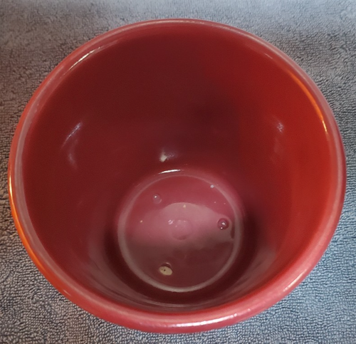 Vtg USA CALIFORNIA POTTERY/ BAUER ? PLANTER POT 4 3/4" MAROON SWIRL - Picture 4 of 9