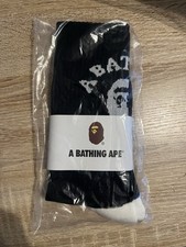 Bathing Ape Bape Logo Black Crew Socks New