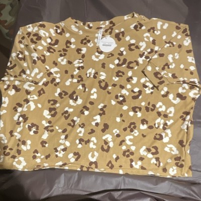 Dear Scarlett Buttery Camel Leopard Dolman Top Crew Neck Long Sleeve S