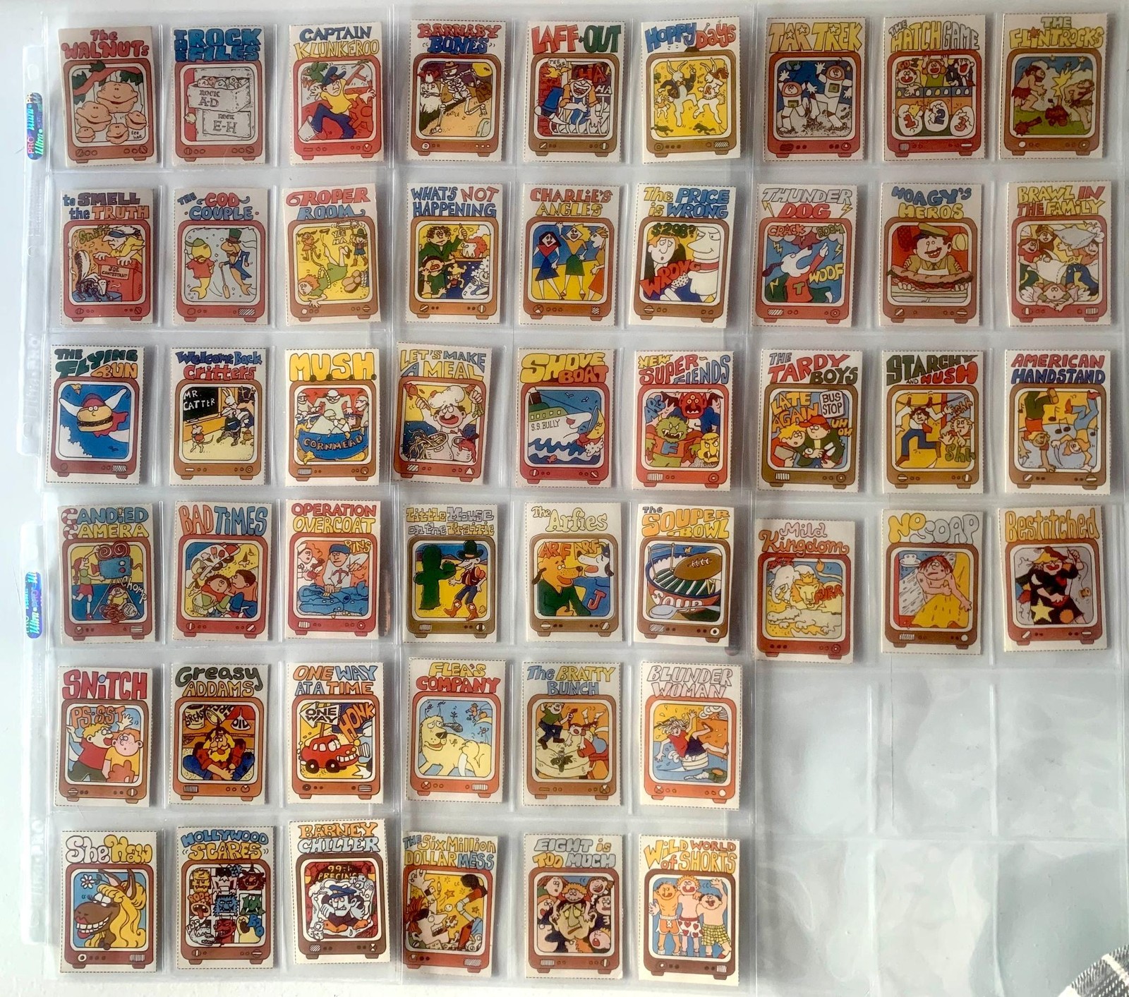 1978 Hostess Wacky TV Show Complete 48Card Set  Ex/NM Condition Vintage CBC Humo